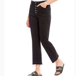 Free People We The Free Dylan High Rise Raw Hem Cropped Black Jeans